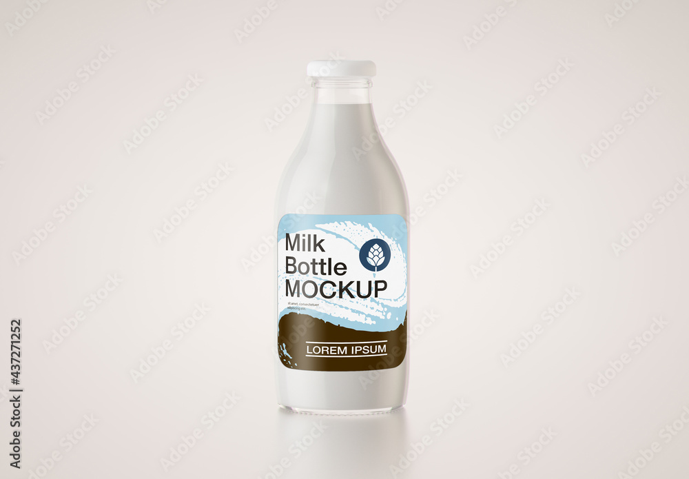 Glass Milk Bottle Mockup Stock Template | Adobe Stock