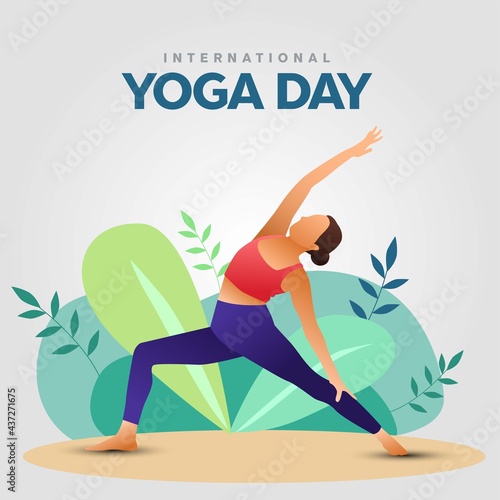 international yoga day. yoga body posture. Woman practicing yoga. vector illustration design