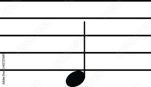 Black music RE or D note on staff lines