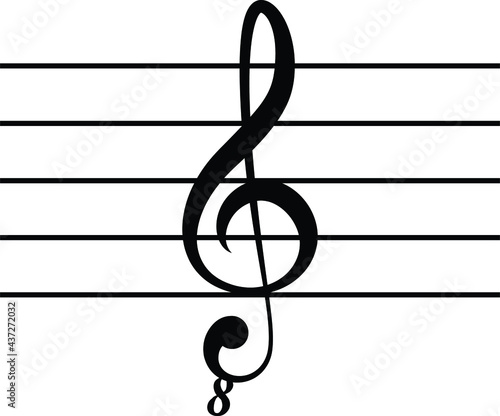 Black music symbol of octave clef on staff lines