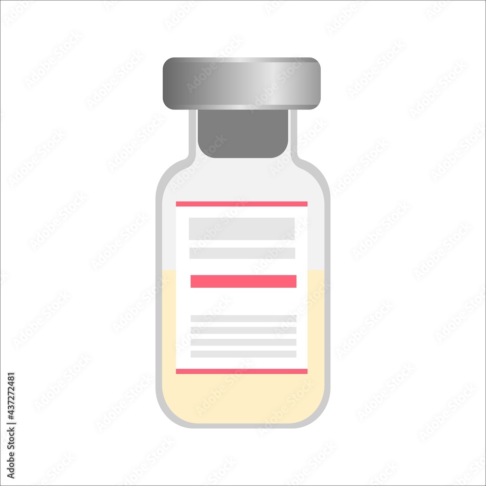 Vector illustration of a container with a vaccine on an isolated background. Vector illustration of a container with a vaccine on an isolated background.