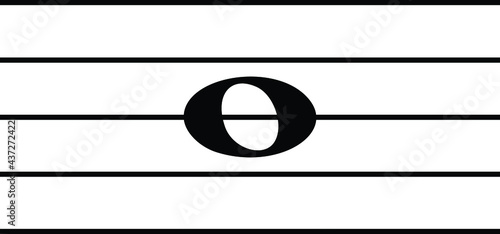 Black music whole note on staff lines