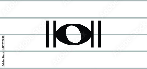 Black music double whole note on staff lines