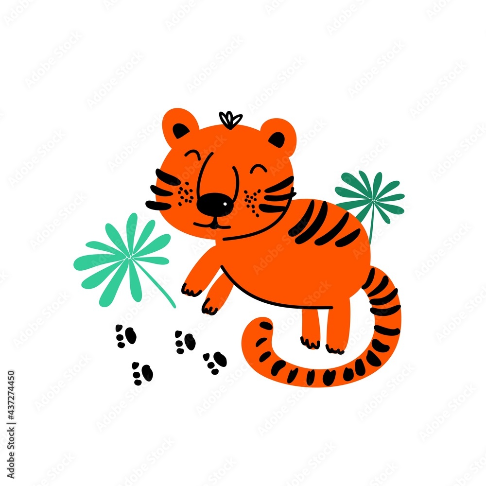 Cute tiger with rainbow. Kids room poster with tiger. Nursery printables. Tiger character for children Cute tiger with rainbow. Kids room poster with tiger. Nursery printables. Tiger character for children