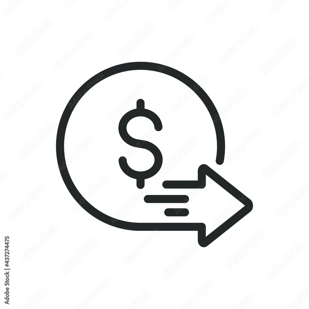 Dollar money transfers line icon. Send payment symbol concept isolated on white background. Vector illustration Dollar money transfers line icon. Send payment symbol concept isolated on white background. Vector illustration