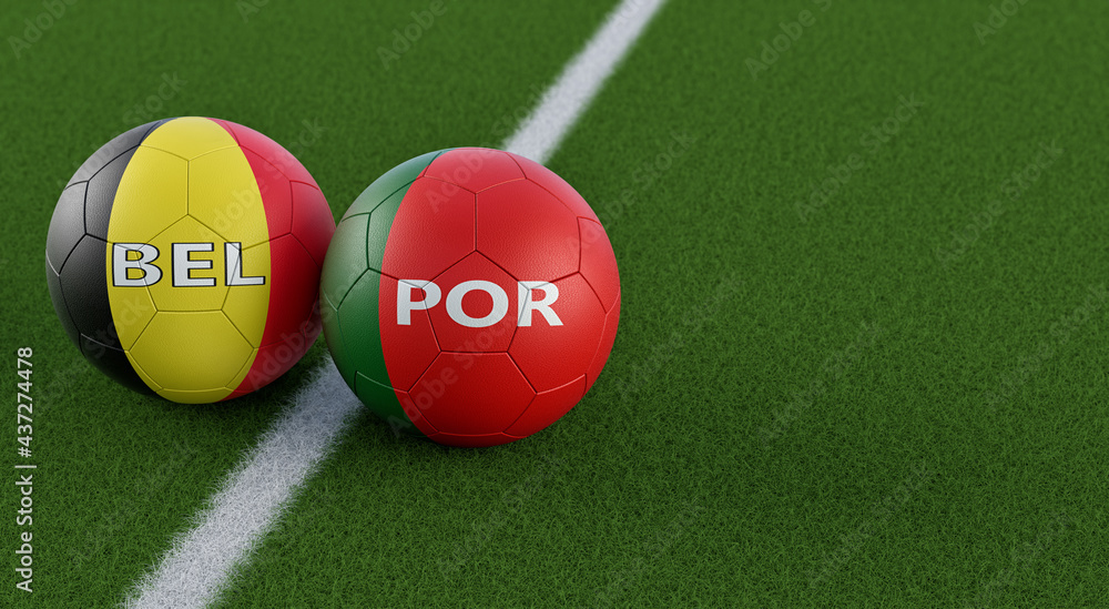 Belgium vs. Portugal Soccer Match - Leather balls in Belgium and