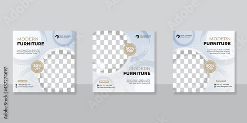 Modern promotion square web banner for social media furniture sale