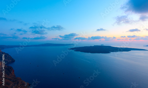 Sea at sunset from Santorini Island in Greece