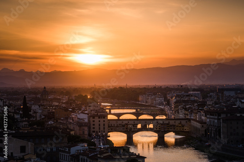 An intense sunset over Florence
