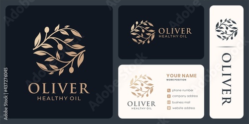 olive branch logo design for healty oil and cosmetics.