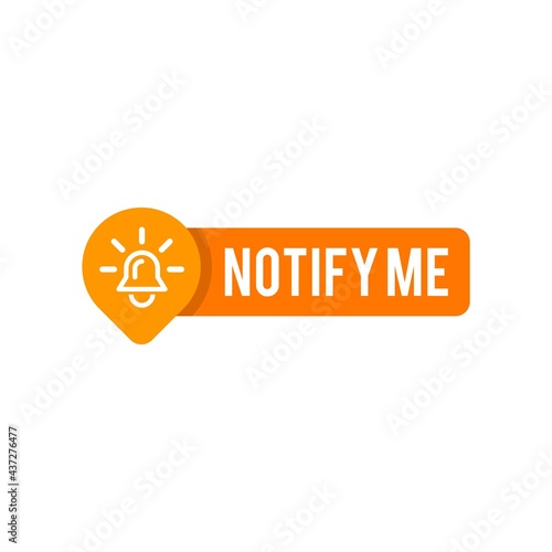 reminder vector, notify me template post with notification bell icon sticker for social media background, modern graphic label vector, concept of notification button
