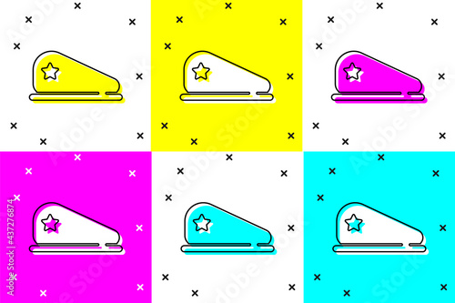 Set Military beret icon isolated on color background. Soldiers cap. Army hat. War baret. Vector