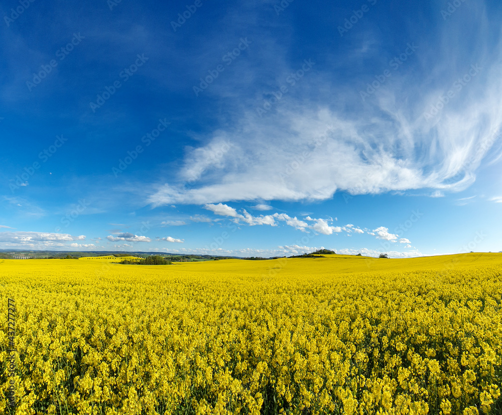 Obraz premium scenic panorama view of natural landscape under a cloudy sky