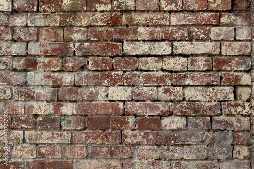 An old brick wall. Background with a brickwork texture. The walls of street houses. Loft style.