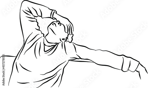 depressed person in despair and become a victim. Doodle style line art drawing illustration