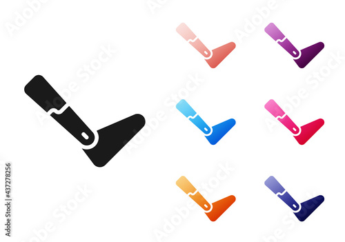 Black Prosthesis leg icon isolated on white background. Futuristic concept of bionic leg, robotic mechanical leg. Set icons colorful. Vector