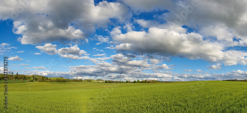 scenic panorama view of natural landscape under a cloudy sky © klickit24