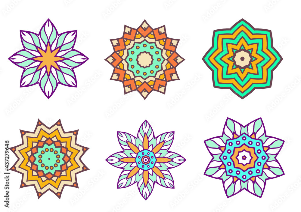 An unique set of mandala vector art for use. Eye catching mandala design for using in background, poster, banner or print. An unique set of mandala vector art for use. Eye catching mandala design for using in background, poster, banner or print.
