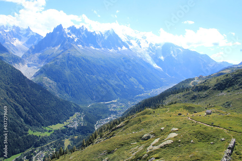 Chamonix Mont Blanc in the french Alps, Haute Savoie 