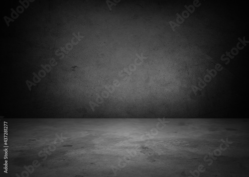 Empty black concrete floor and wall background