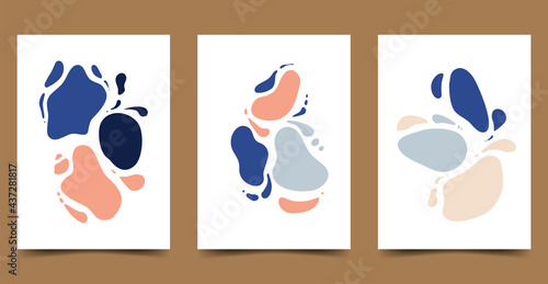 Vector set elements of liquid form. Modern, fashionable, fluid, dynamic color spot shape. Vector illustration.