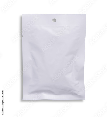 Plastic bag snack packaging isolated over white background