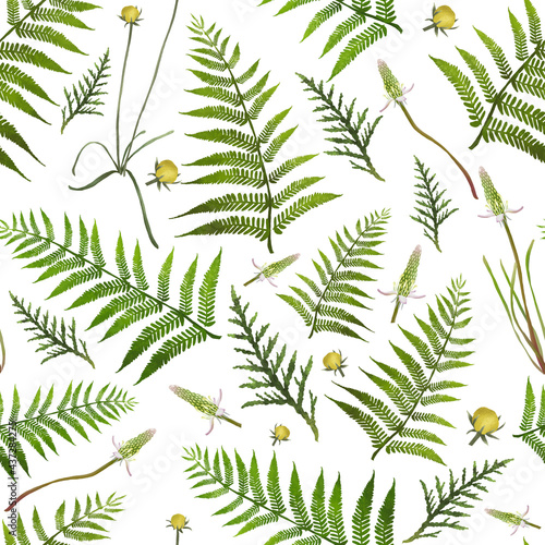 Cuadro en lienzo Blooming midsummer meadow seamless pattern