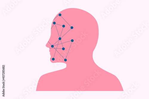 Facial emotion recognition task. Artificial intelligence. Identifying human emotion illustration. Vector.