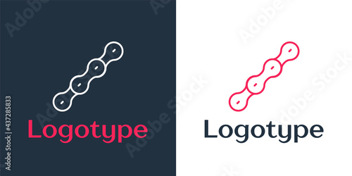 Logotype line Bicycle chain icon isolated on white background. Bike chain sprocket transmission. Logo design template element. Vector