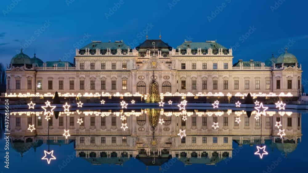 Evening hyperlapse Belvedere at Christmas, Vienna