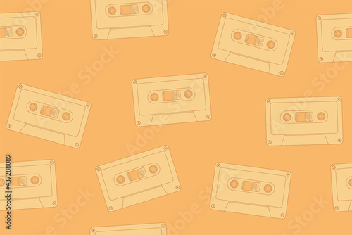 vector seamless pattern of retro tapes in yellow colours