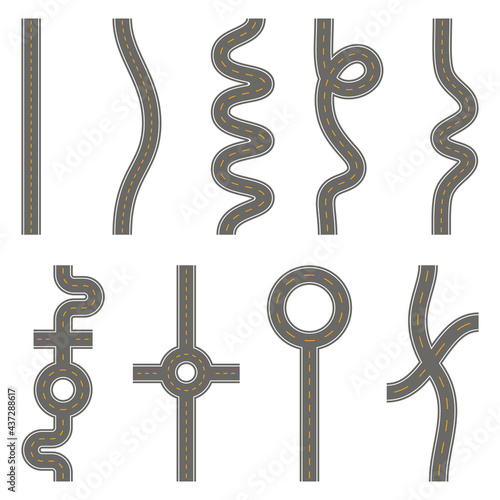 Vertical seamless roads on a white background, vector eps10 illustration