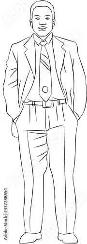 a very confident, clean-cut, successful man in doodle style vector illustration 