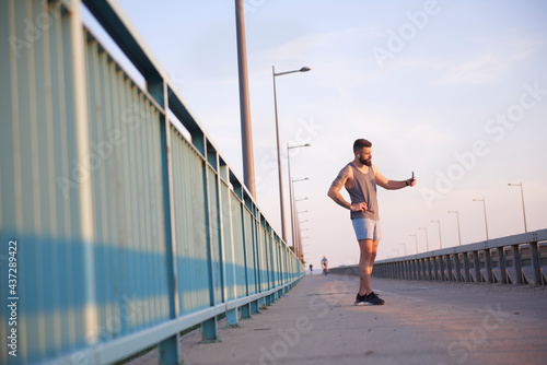 Taking photos during his morning run