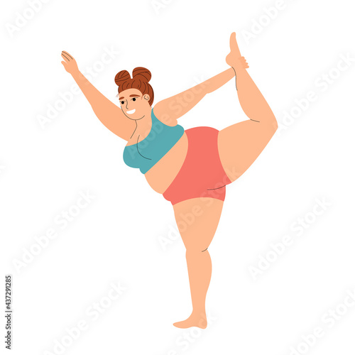 woman practices yoga. sports and fitness. girl practices asanas. yoga poses. stock vector illustration isolated on white background.