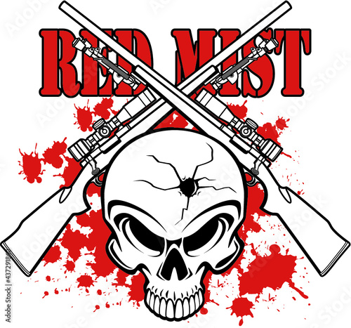 Human skull and crossed sniper rifles
