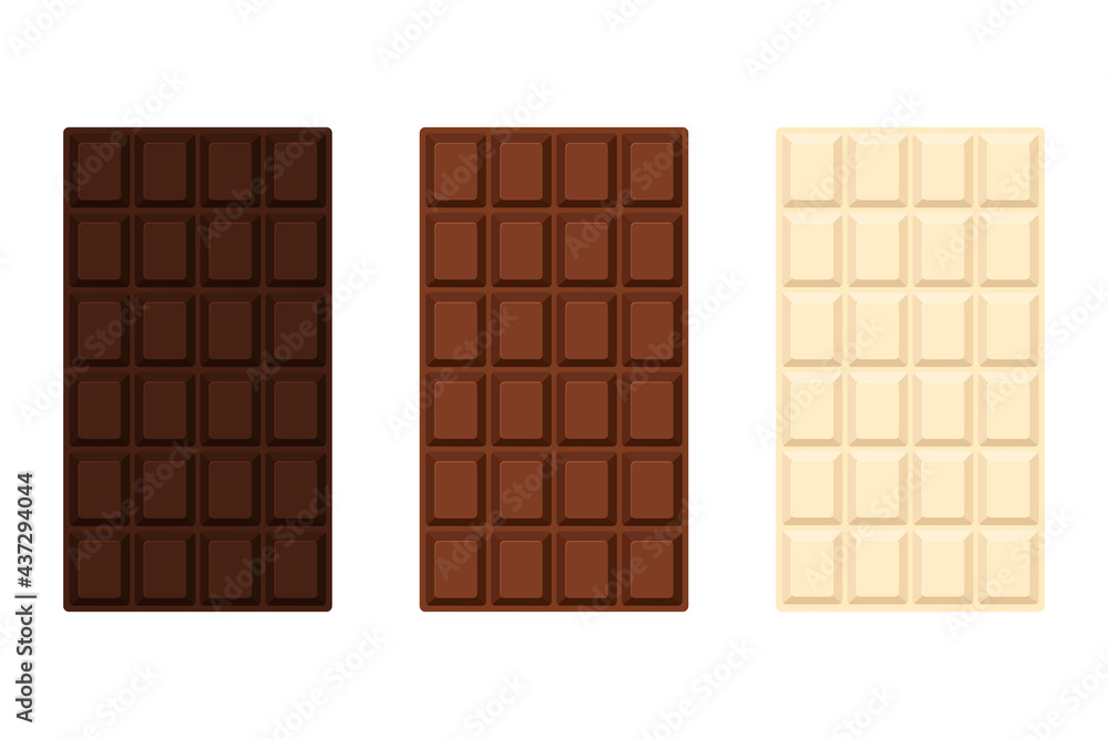 Vector illustration of a set of chocolate bars. Milk, white, bitter chocolate. Isolated on white background.
Vector illustration of a set of chocolate bars. Milk, white, bitter chocolate. Isolated on white background.