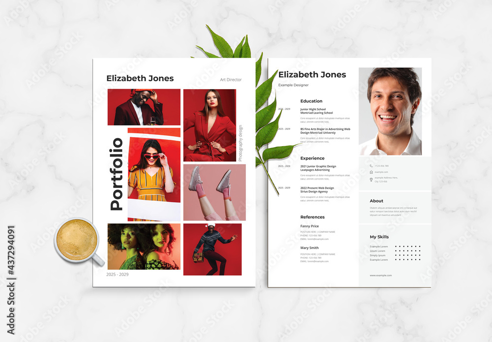 Profesional Portfolio Clean Example Portfolio Clean Resume Stock Template | Adobe Stock