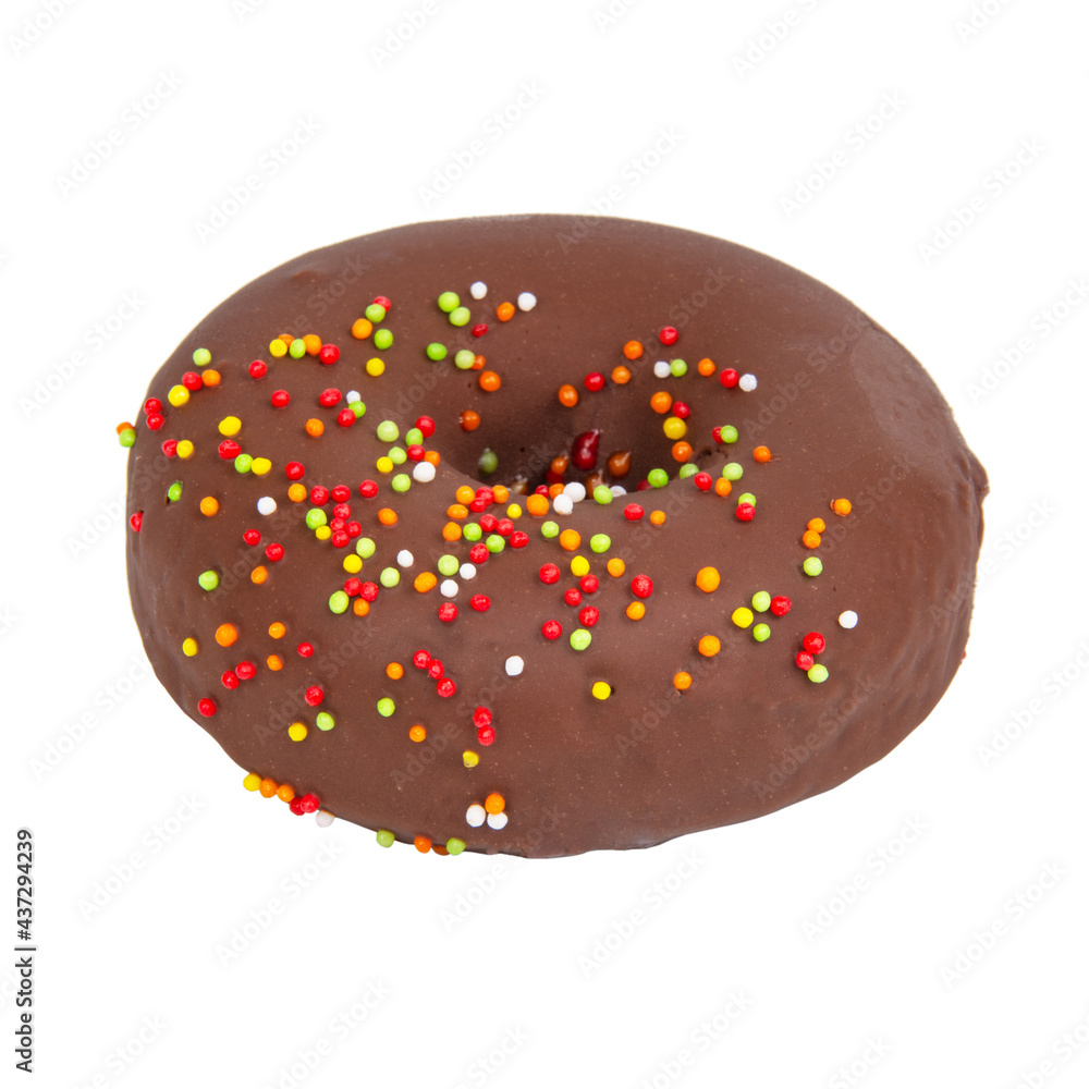 Chocolate glazed donut eaten isolated on the white background Chocolate glazed donut eaten isolated on the white background