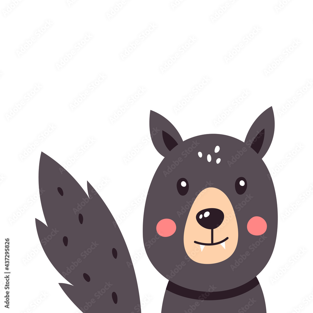 Funny wolf on a white isolated background. Vector illustration Funny wolf on a white isolated background. Vector illustration