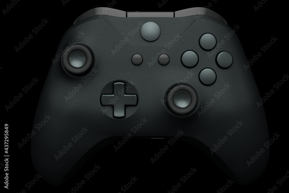 Realistic black joystick for video game controller on black background Realistic black joystick for video game controller on black background