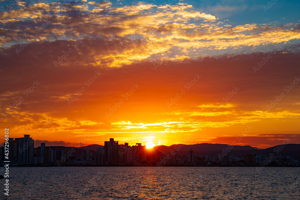sunrise over the city of Florianópolis Island , Santa Catarina, Brazil, florianopolis