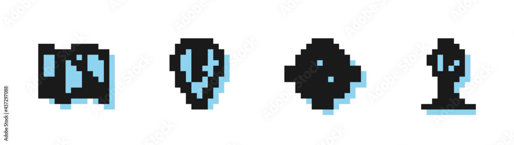 Fototapeta premium Set line Compass, Folded map, Location with exclamation mark and Parking icon. Vector