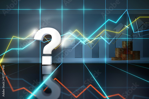 question mark - business chart diagram - 3d illustration
