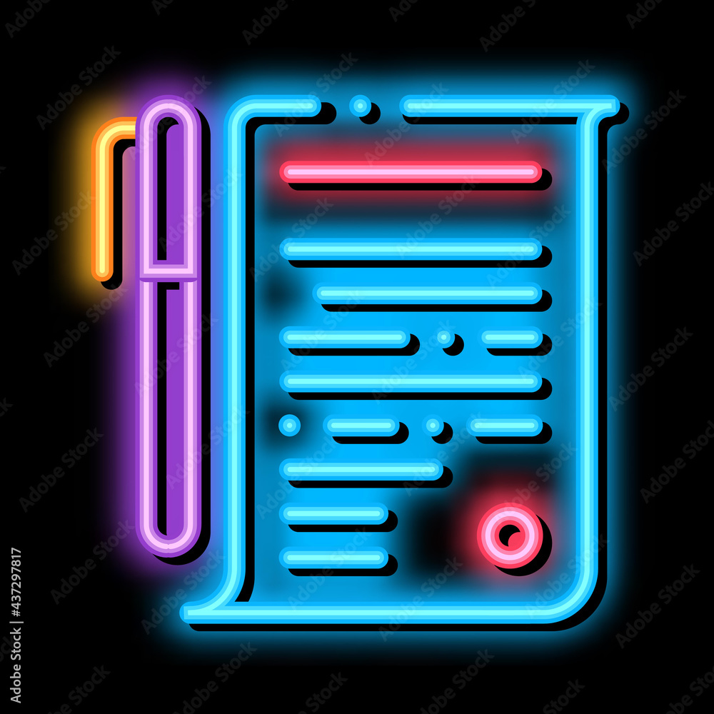 Agreement Pen neon light sign vector. Glowing bright icon Agreement Pen isometric sign. transparent symbol illustration Agreement Pen neon light sign vector. Glowing bright icon Agreement Pen isometric sign. transparent symbol illustration
