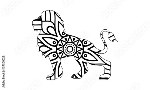 Fototapeta Naklejka Na Ścianę i Meble -  Adult coloring page for antistress with lion vector image