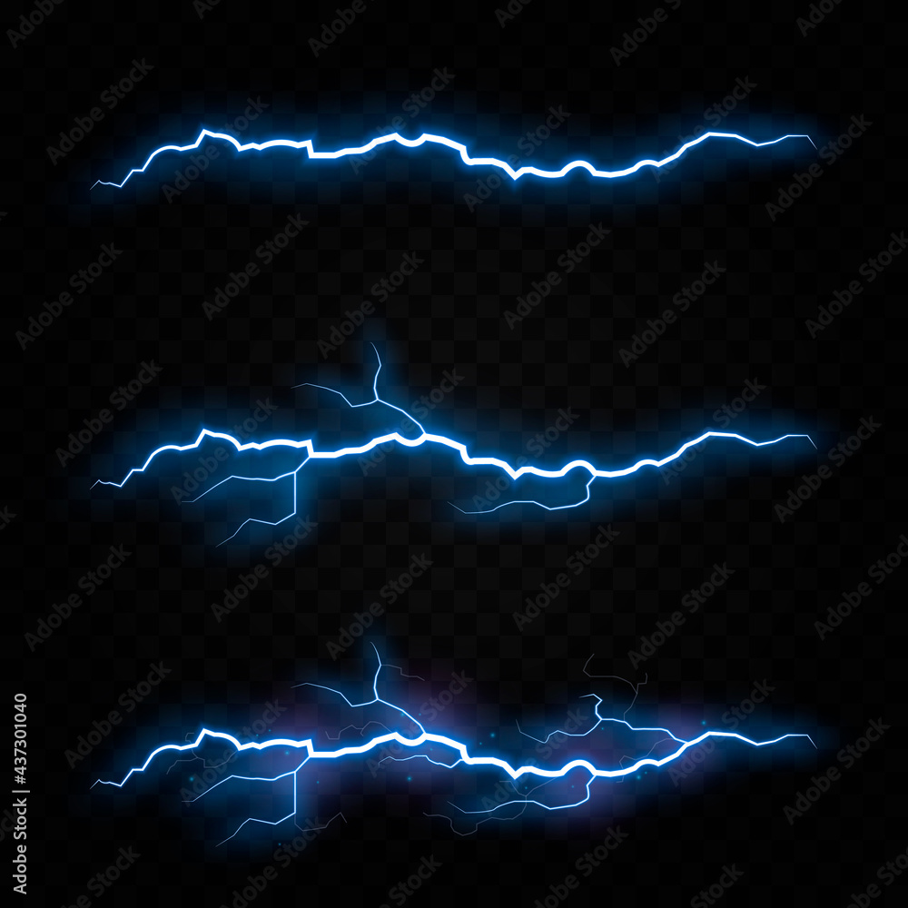 Vector lightning, lightning png, thunderstorm, lighting. Natural phenomenon, light effect. PNG.