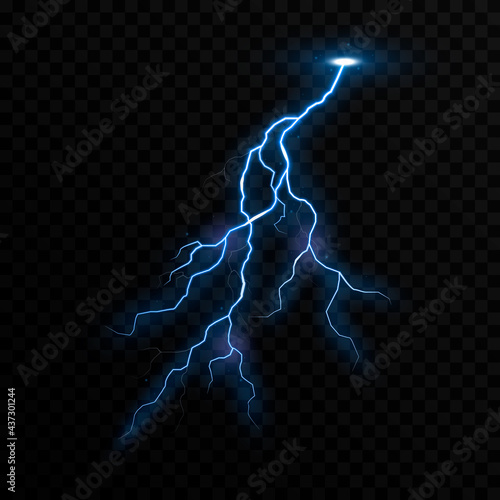 Vector lightning, lightning png, thunderstorm, lighting. Lightning strike. Natural phenomenon, light effect. PNG.