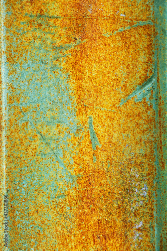 Background of peeling paint and rusty old meta. Little black dots and scratches. Corrosion of metal, abstract background, texture for the photo, the result of a careless attitude to metal