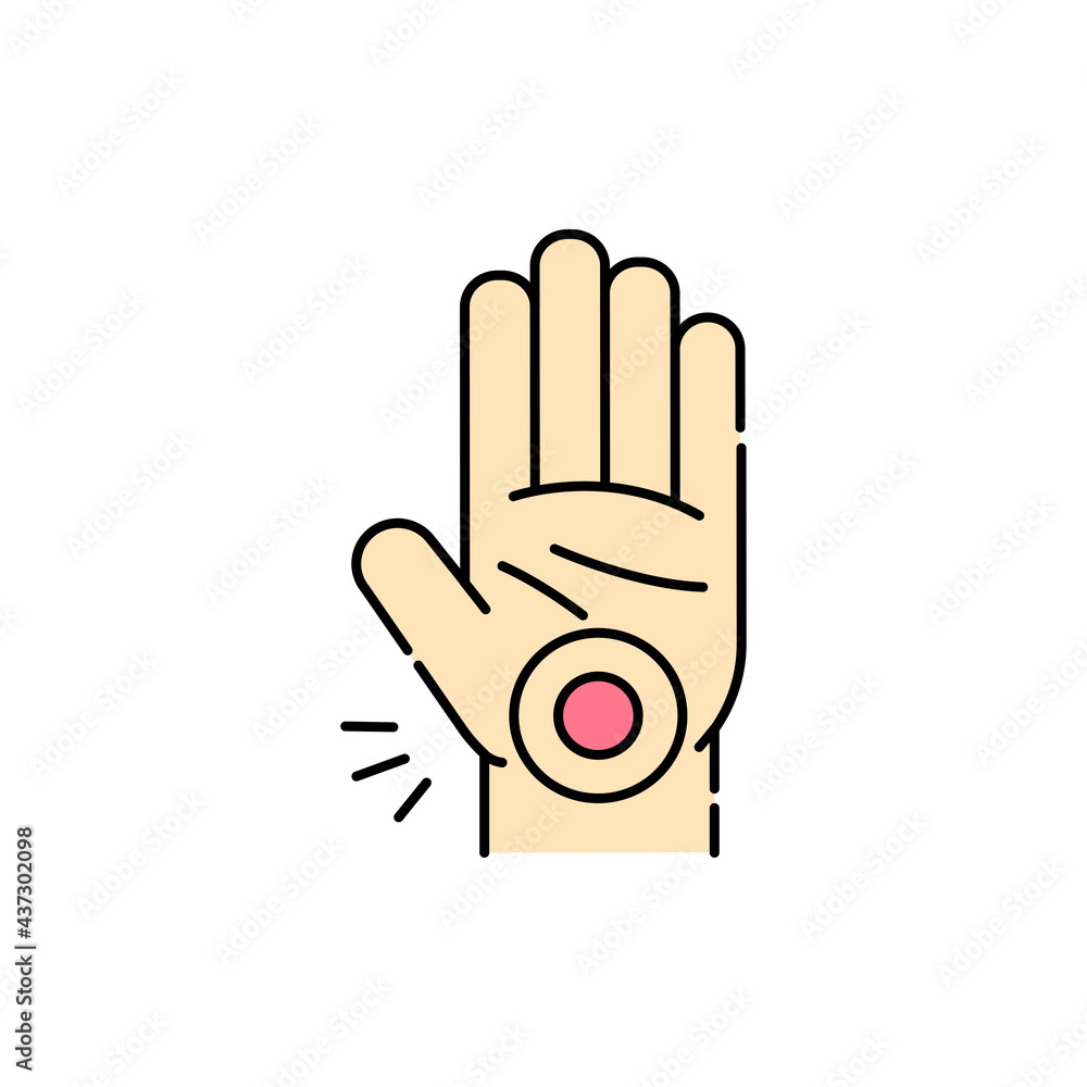 Obraz premium Carpal tunnel syndrome CTS olor line icon. Computer-induced medical problem. Pictogram for web page, mobile app, promo.